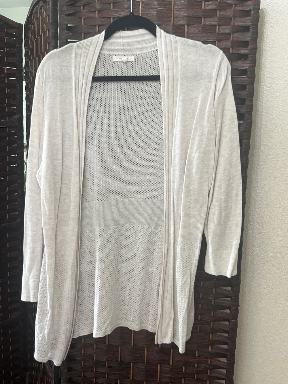 Maurices Light Cream Open-Front Knit Cardigan